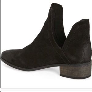 Black distressed suede boots